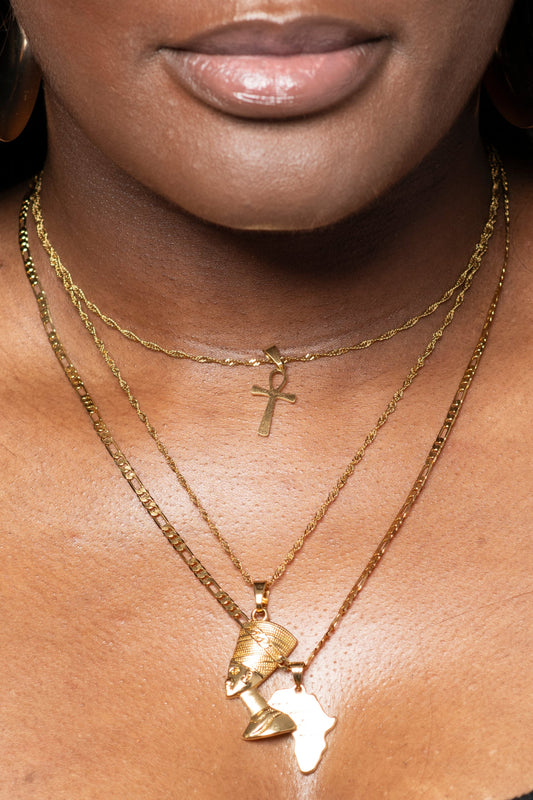 Queen Nefertiti 3 Layered Necklace Set