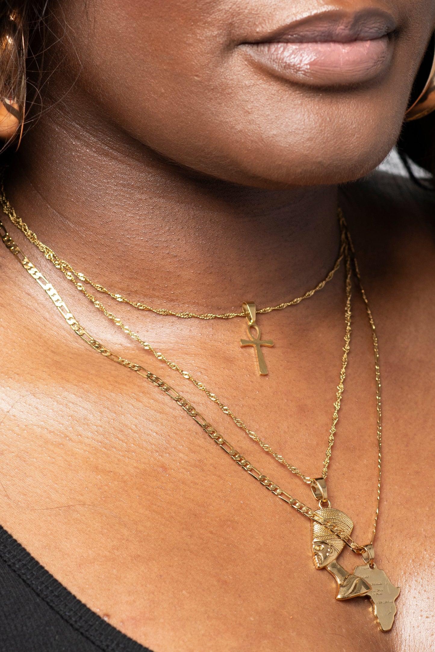 Queen Nefertiti 3 Layered Necklace Set