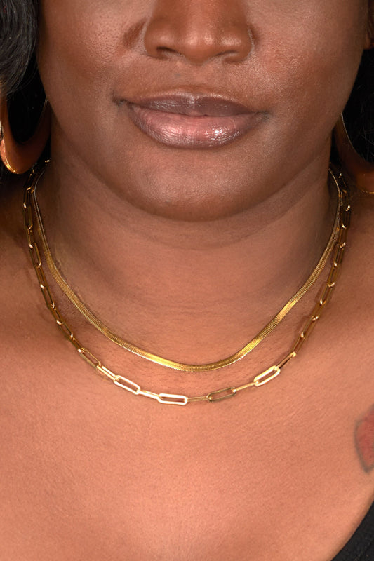 Herring Bone & Chain Necklace Set