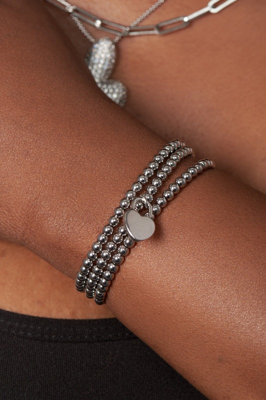 Heart Charm Stretch Bracelet