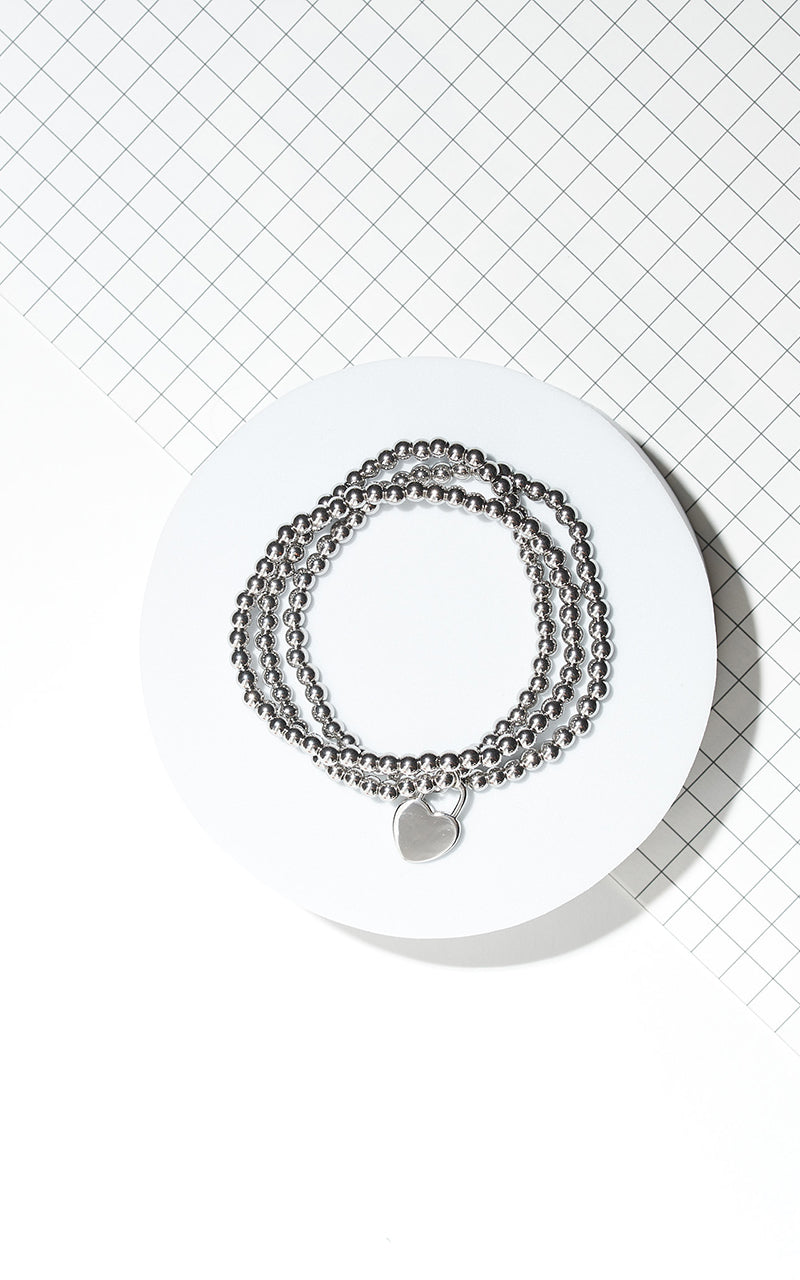 Heart Charm Stretch Bracelet