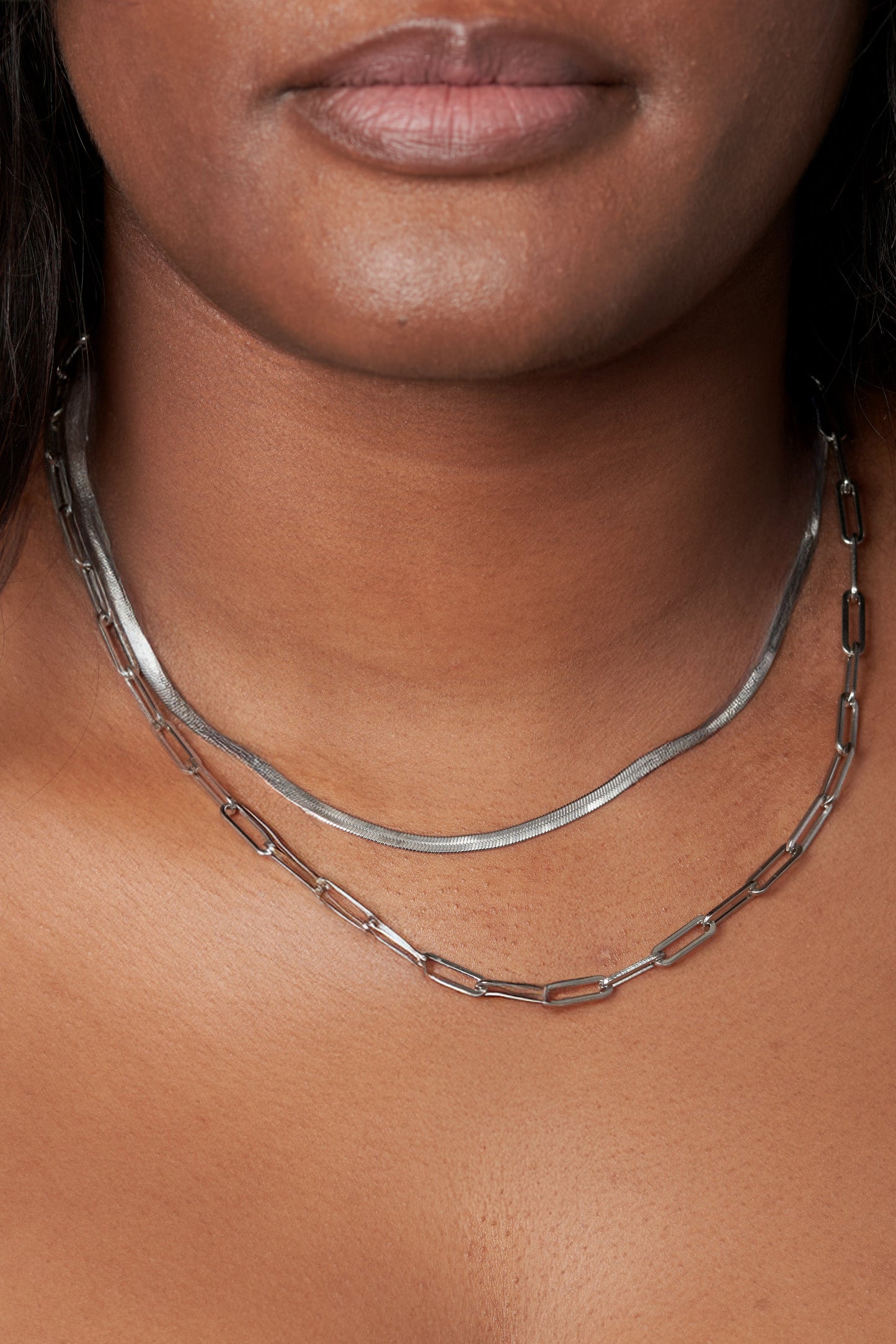 Herring Bone & Chain Necklace Set