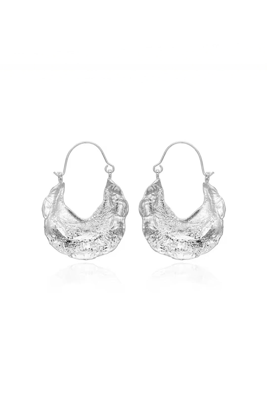 Pleated Leaf Hoop Earrings