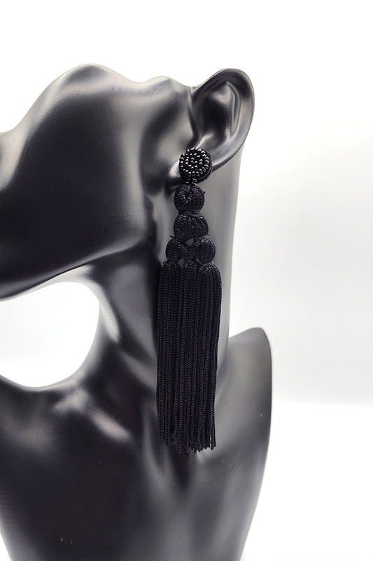 Tassel Me Black Earrings