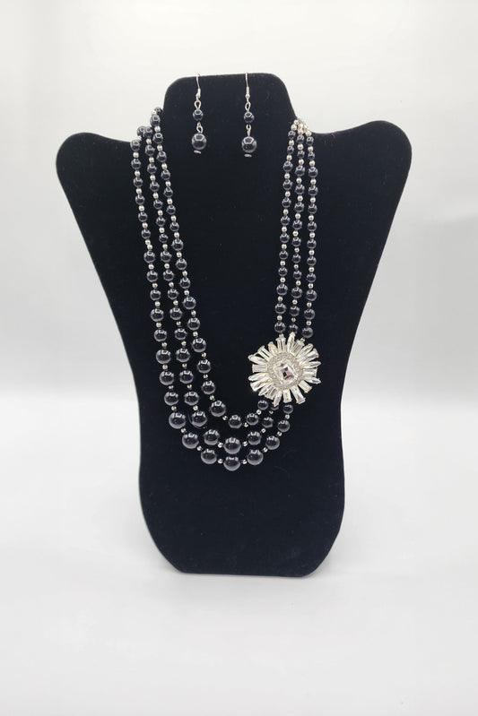 Black Pearl Necklace Set