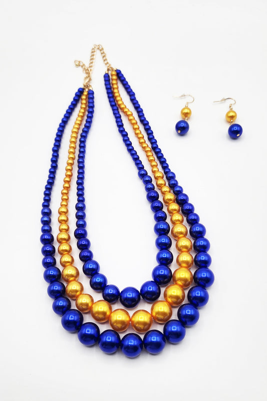 Exquisite Necklace Set Gold & Blue