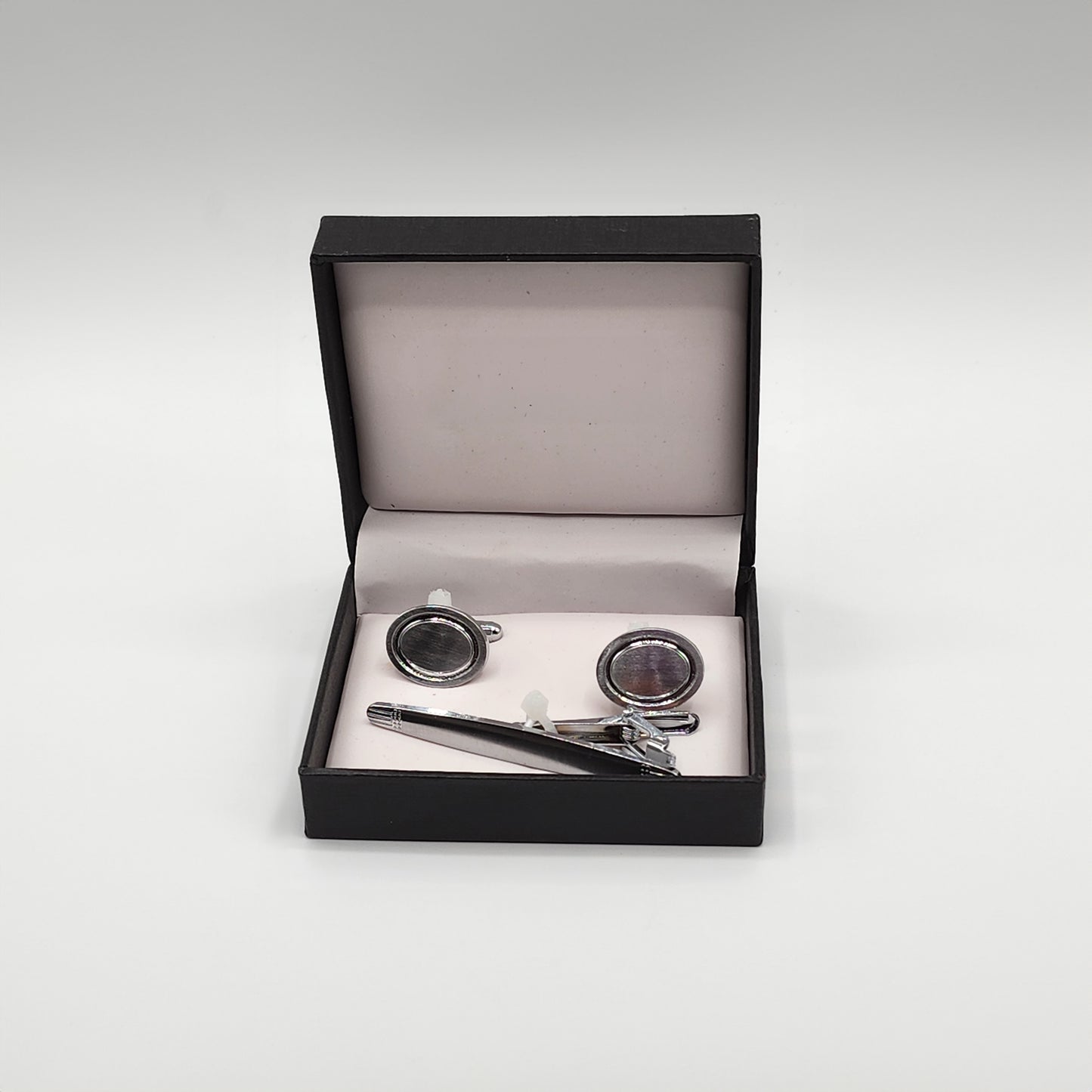 Silver Tone Cufflinks Set oval