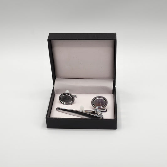 Silver Tone Cufflinks Set oval