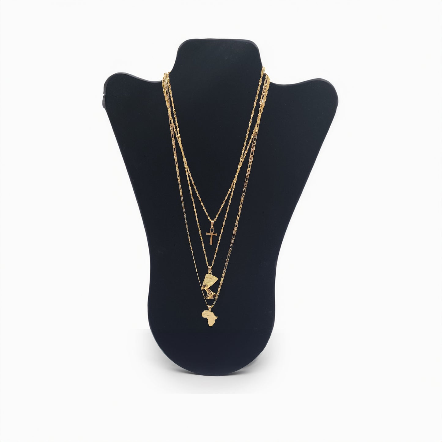 Queen Nefertiti 3 Layered Necklace Set
