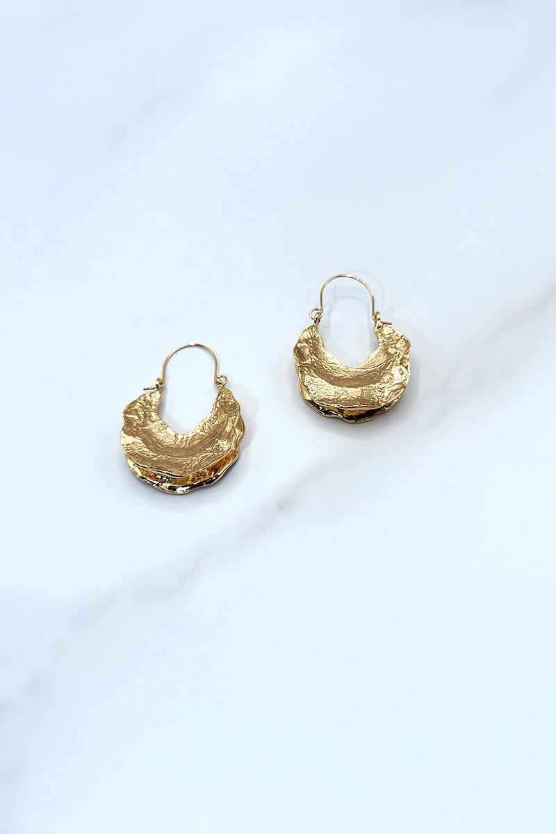 Pleated Leaf Hoop Earrings
