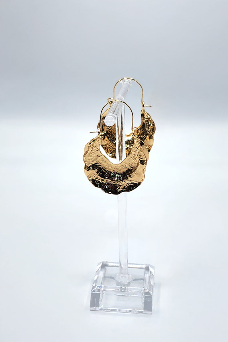 Pleated Leaf Hoop Earrings