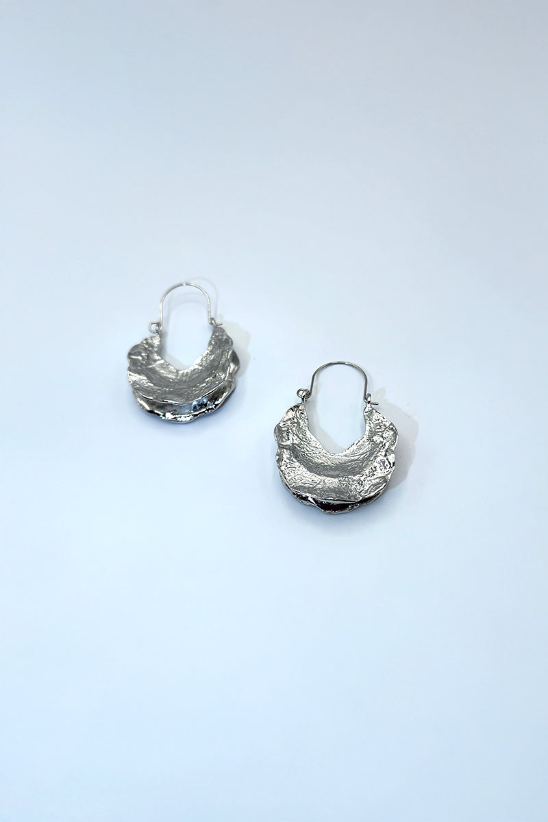 Pleated Leaf Hoop Earrings