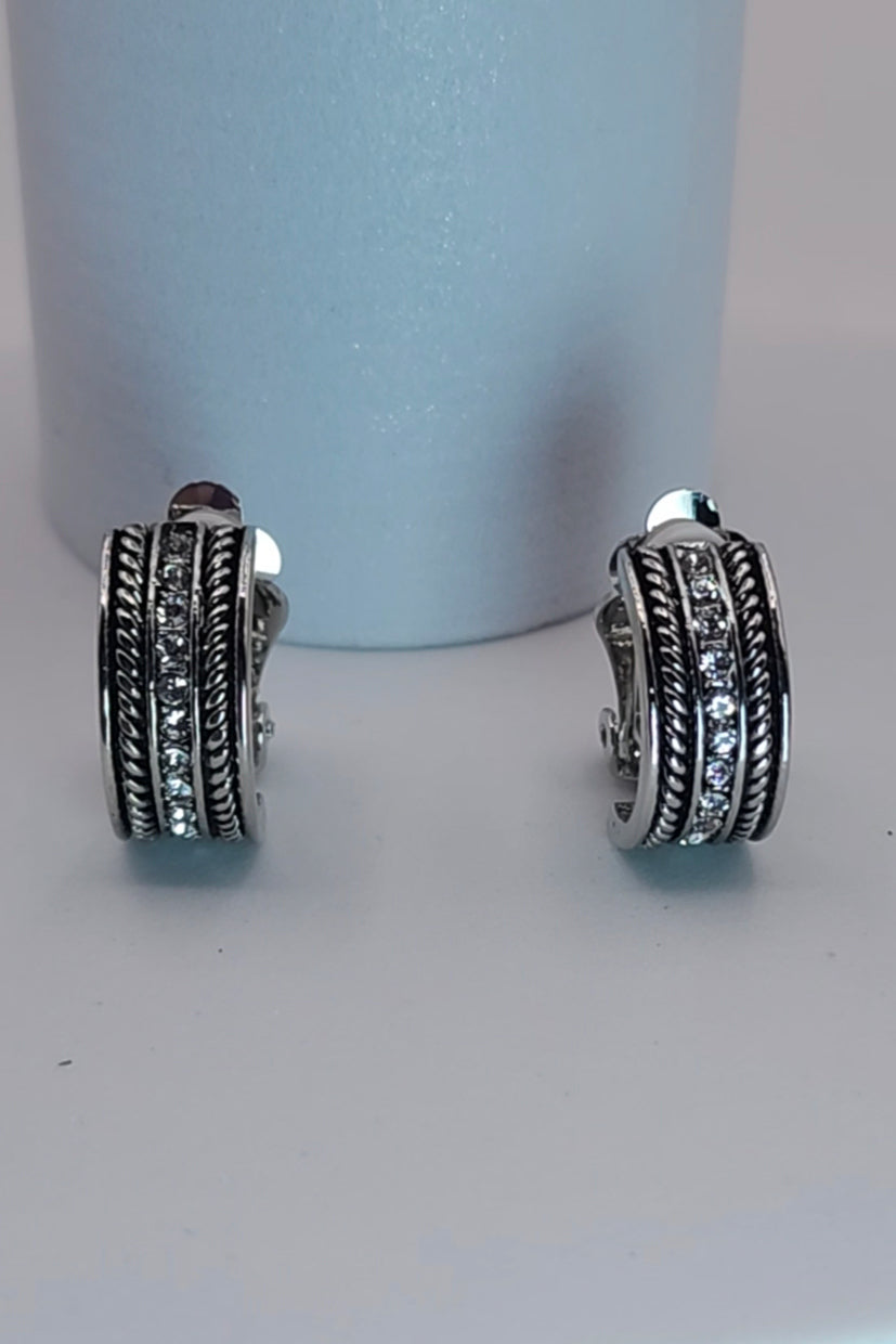 Lady Linda Ornate Mini Hoop Clip-On Earrings