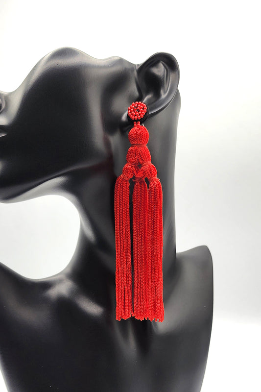 Tassel Me Red Earrings