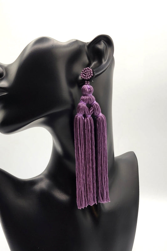 Tassel Me Purple Earrings