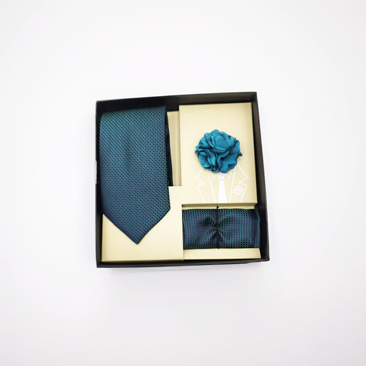 Turquoise Necktie & Lapel Set