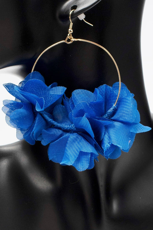 Chiffon Flower Hoop Earrings