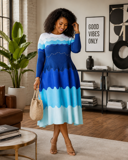 Pearls In Motion Bouncy Midi Dress