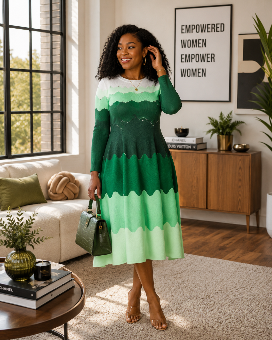 Pearls In Motion Bouncy Midi Dress