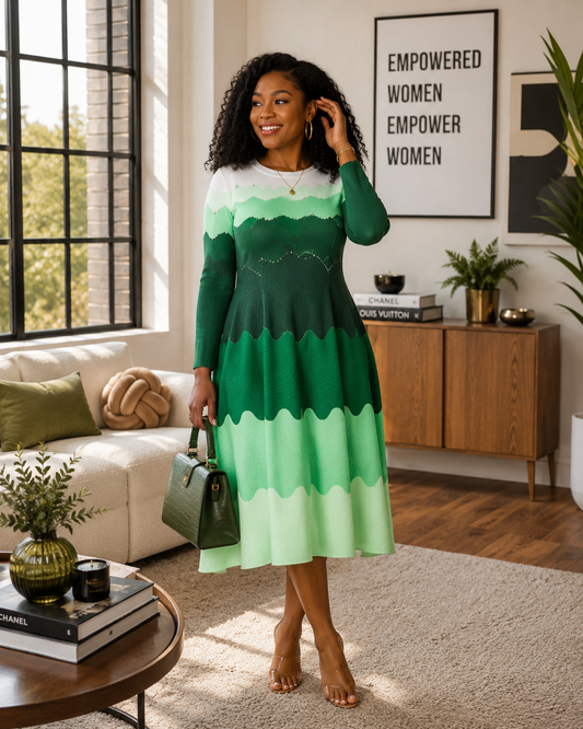 Pearls In Motion Bouncy Midi Dress