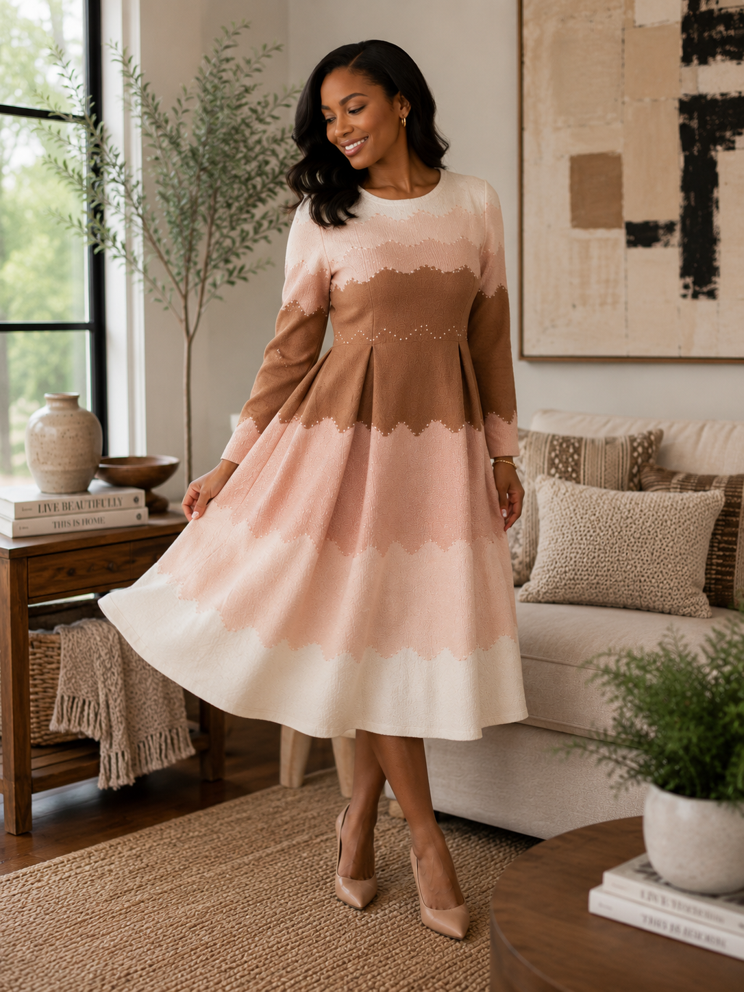 Pearls In Motion Bouncy Midi Dress