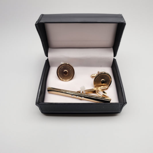 The Golden Circle Cufflinks and Tie Bar Set