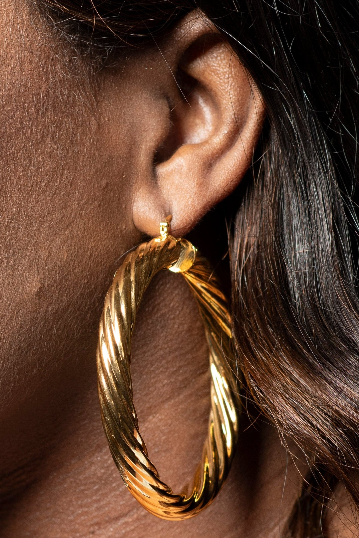 Twisted Gold Hoop Earrings