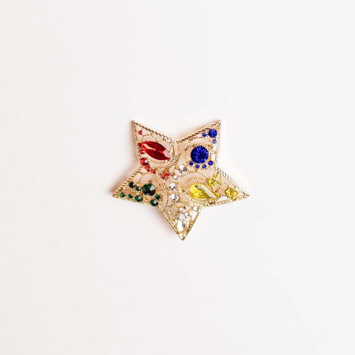 Five Star Point Gold Brooch