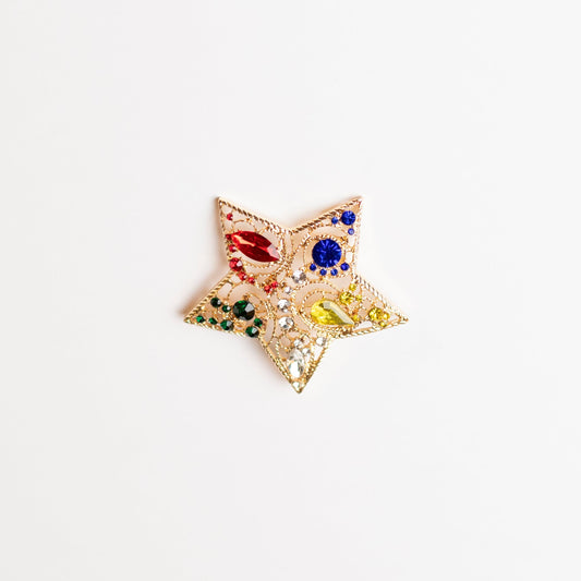 Five Star Point Gold Brooch