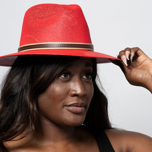 Lady in Red Fedora Hat