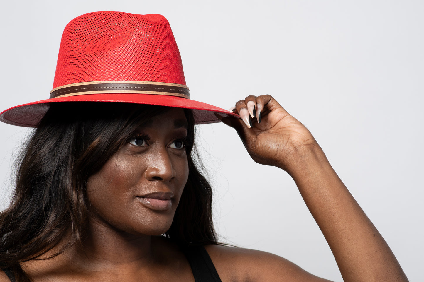 Lady in Red Fedora Hat