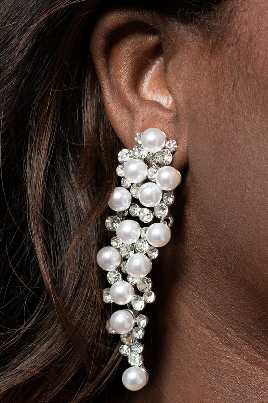 Cascading Pearl Clip-On Earrings