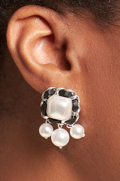 Faux Leather Braided Triple Pearl