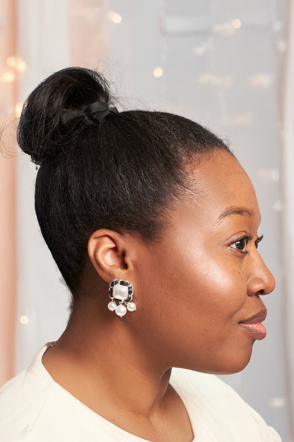 Faux Leather Braided Triple Pearl