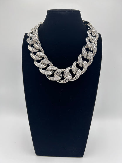 Chunky Rhinestone Chain Link Necklace Set