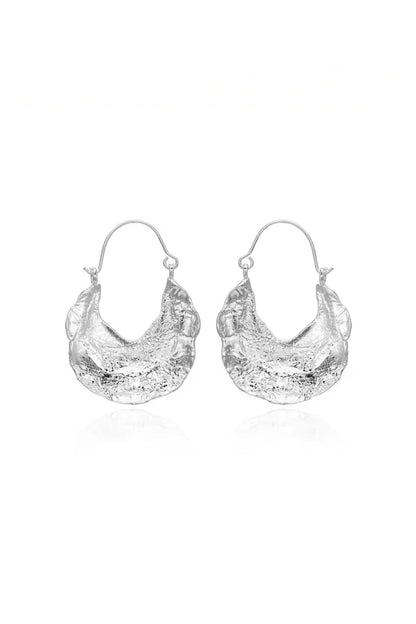 Pleated Leaf Hoop Earrings