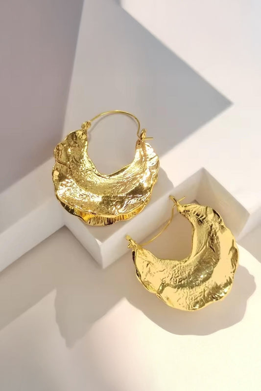 Pleated Leaf Hoop Earrings