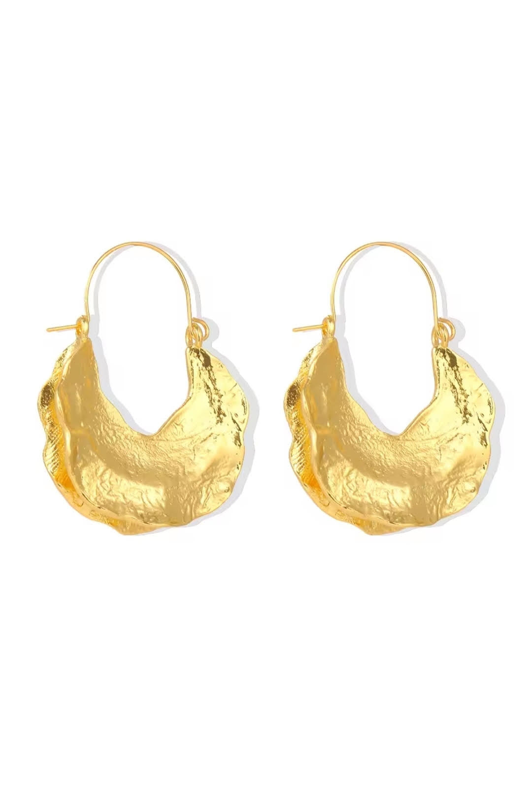 Pleated Leaf Hoop Earrings