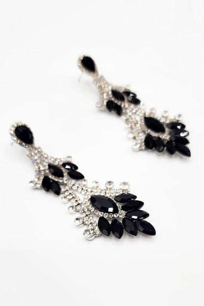 Elegant Black Crystal Drop Earrings