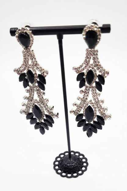 Elegant Black Crystal Drop Earrings