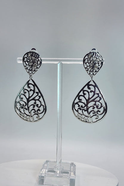 Filigreed Teardrop Clip-On Earrings