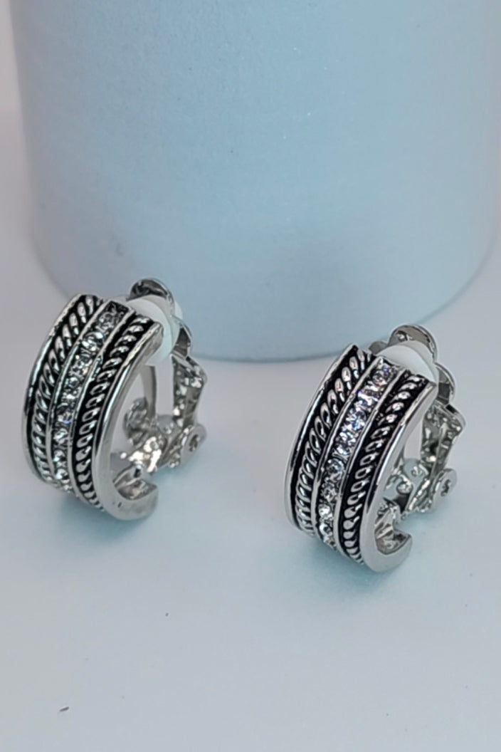 Lady Linda Ornate Mini Hoop Clip-On Earrings