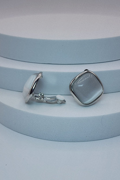 Lovey-Dovey Square Clip-On Earrings