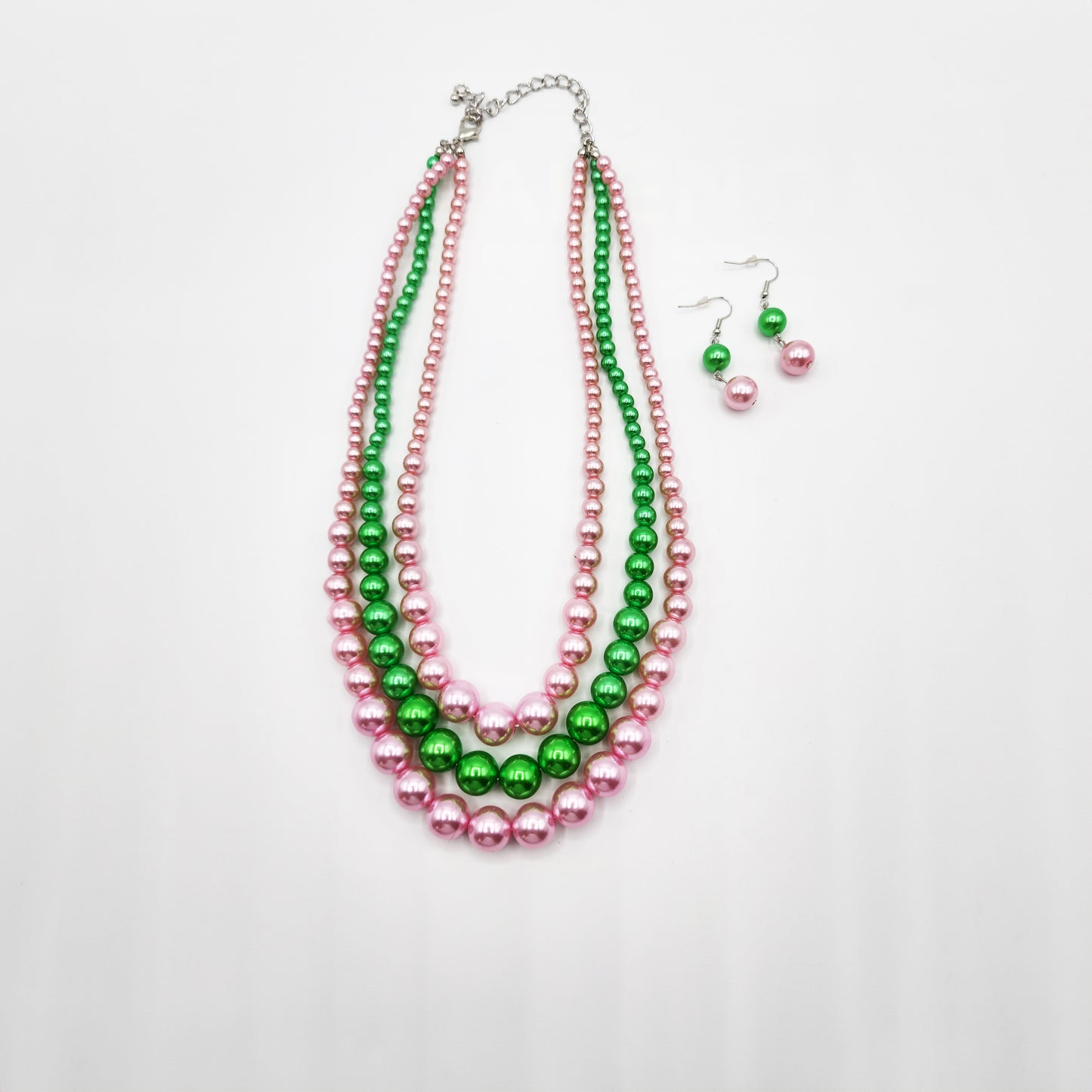 Exquisite Necklace Set Pink & Green